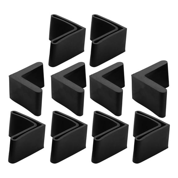 REGALWOVEN 10Pcs Furniture Angle Iron Foot Pads L Shaped Rubber Leg Covers 25mm Black