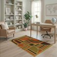 thumbnail image 2 of ODIKA 4'x6' Washable Area Rug Earthy Tones Geometric Art Inspired Design Abstract Shapes and Symmetrical for Dorm Room, Small Living Stain Resistant Low Profile, Easy Care, 2 of 7