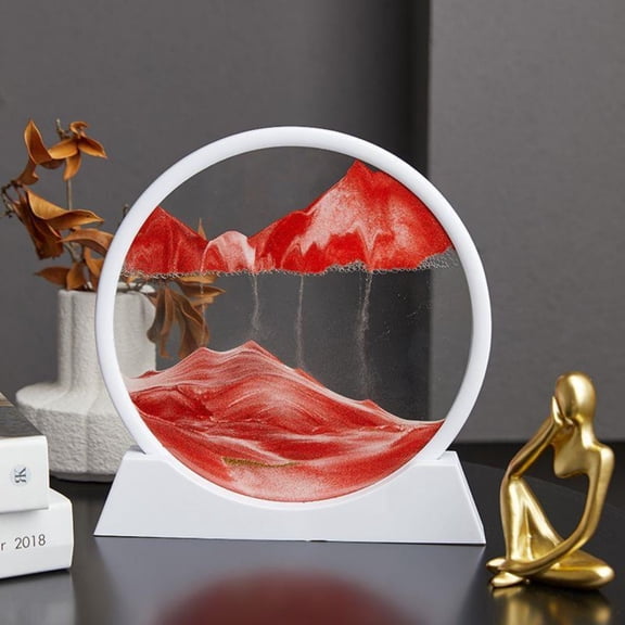 Round Moving Sand Art Picture Flowing Sand Landscape Freestanding For Desktop Decor