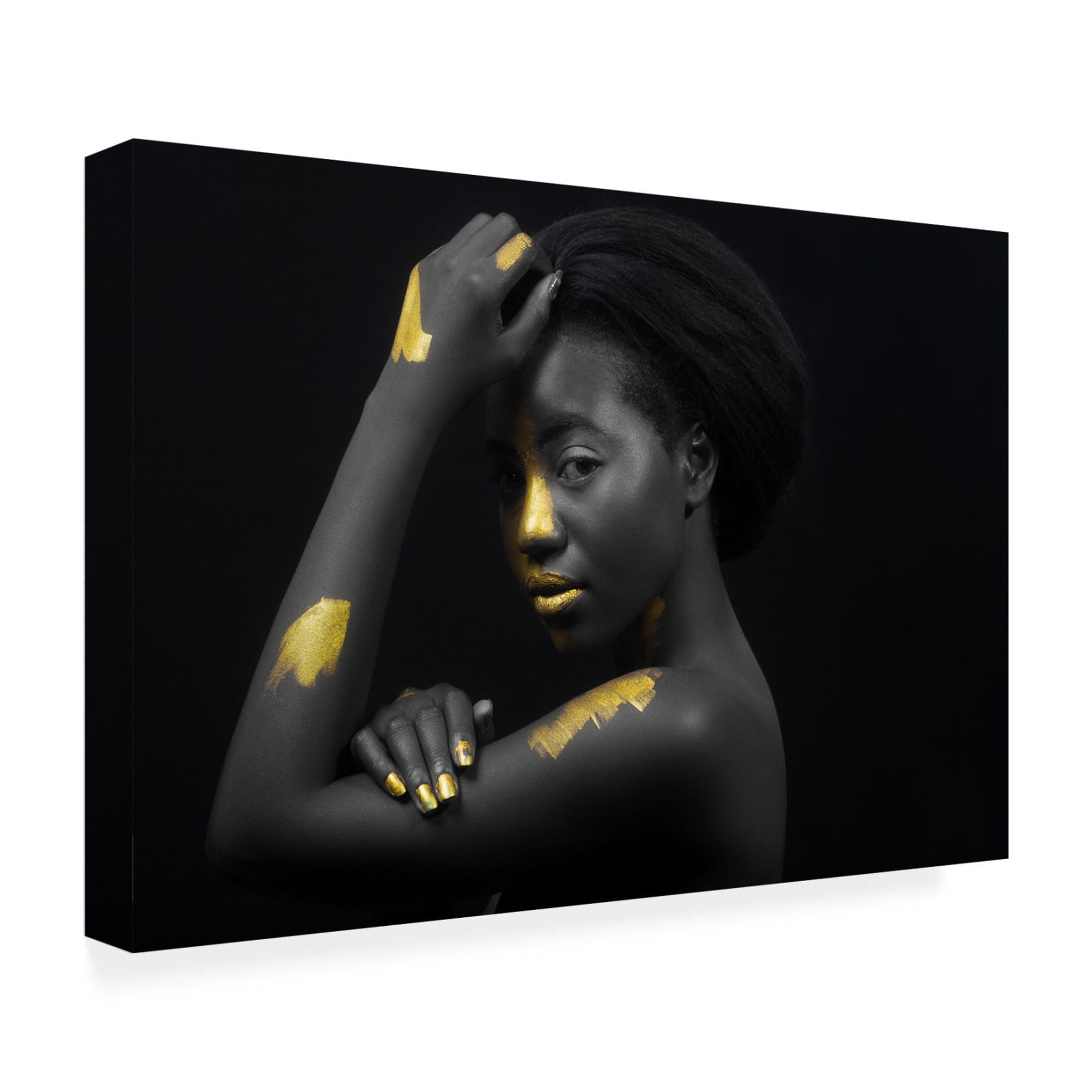 Canvas Wall Art - NSPD Studios 'Breaking Through - Black And Gold 1' Wall Art for Living Room, Bedroom, or Office Décor by Trademark Fine Art - 19 x 12 Inches