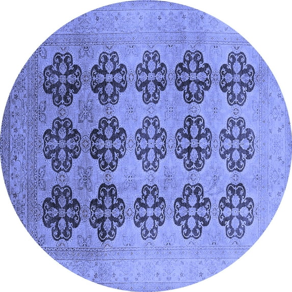 Ahgly Company Indoor Round Oriental Blue Traditional Area Rugs, 5' Round