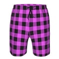 thumbnail image 3 of Goofa Purple Black Buffalo Plaid Printed Mens Swim Trunks Summer Quick Dry Short Beach Swimwear Bathing Suits-XX-Large, 3 of 9