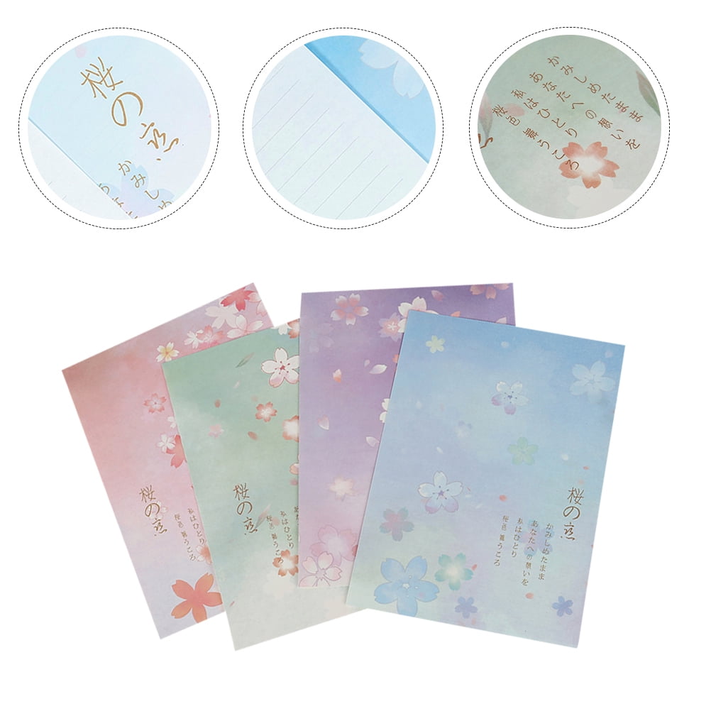 Supvox 5Set Blossoms Pattern Writing Paper Assorted Color Japanese Style Stationery for Letter Writing