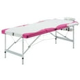 thumbnail image 1 of vidaXL 3-Zone Foldable Massage Table Aluminium White and Pink, 1 of 5