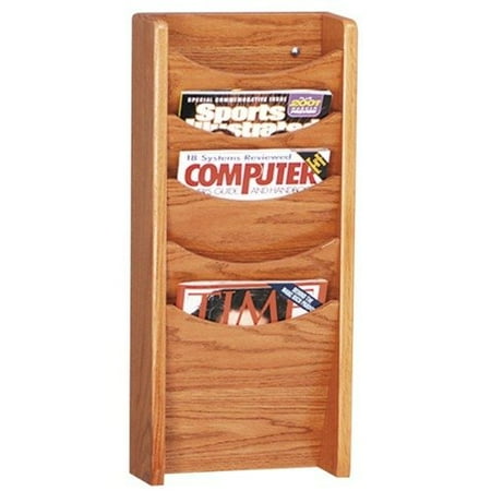 Buddy Products Display Rack, 5 Pockets, 11''x3-3/4''x24'', Medium Oak/Mahogany