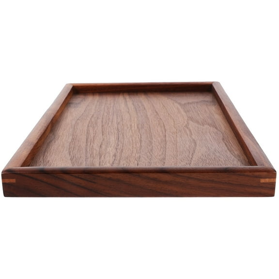WEUVEB Brown Walnut Bathroom Countertop Tray for Towels Toiletries and Snacks