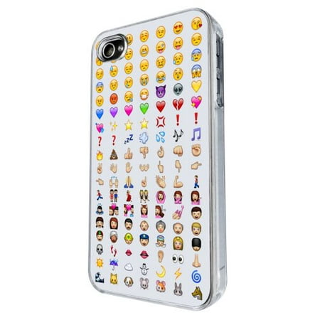 Ganma Case For iPhone 4 4S Cool Smiley Faces emoji Funky Design Fashion Trend Case Back Cover Metal and Hard Plastic Case Clear (Best Emoji App For Iphone 4s)
