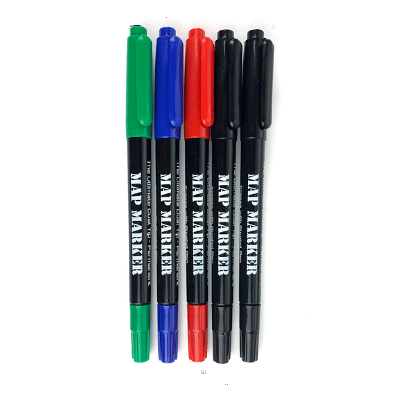 Map Markers, Dual Tip, Pack of 5, permanent, by LETHALIFE Tactical