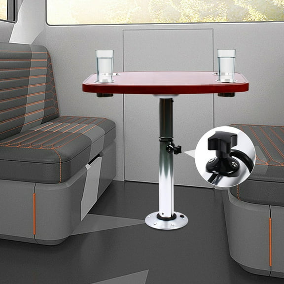 Caravan RV Marine Boat Table Ajustable with 4 Cup Holders & Base 22''-28'' Rectangle
