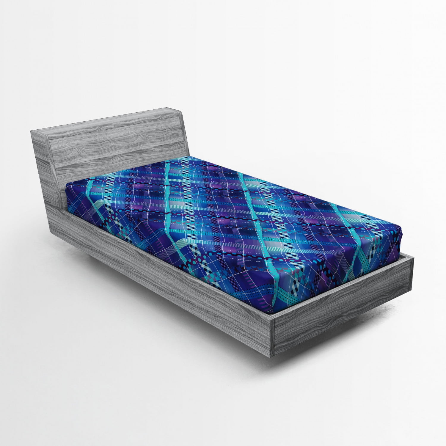 Navy Blue Fitted Sheet Complex Structured Different Lines ...