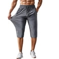 thumbnail image 3 of Garbnen Mens Capris Pants 3/4 Quick Dry Ice Silk Straight Leg Running Pants for Men Lightweight Elastic Waist Baggy Stretch Outdoor Athletic Trousers for Men with Zipper Pockets, 3 of 6