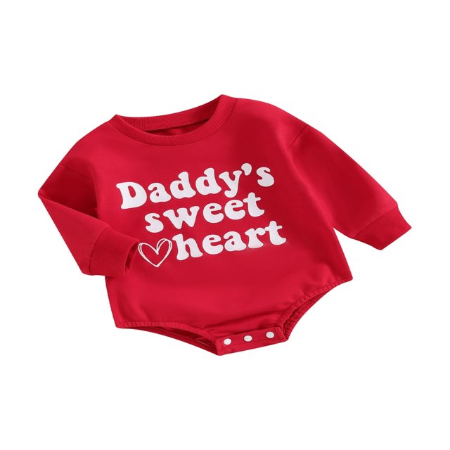 Adorable Heart Letter Pattern Long Sleeve Bodysuit for Baby Girls