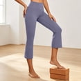 thumbnail image 4 of Women's High Waist Flare Capri Yoga Pants, 4-Way Stretch Tummy Smoothing Moisture Wicking Non See-Through Bootcut Workout Trousers for Gym Casual Daily Outdoor | TruBelle,Purple 2XL, 4 of 7