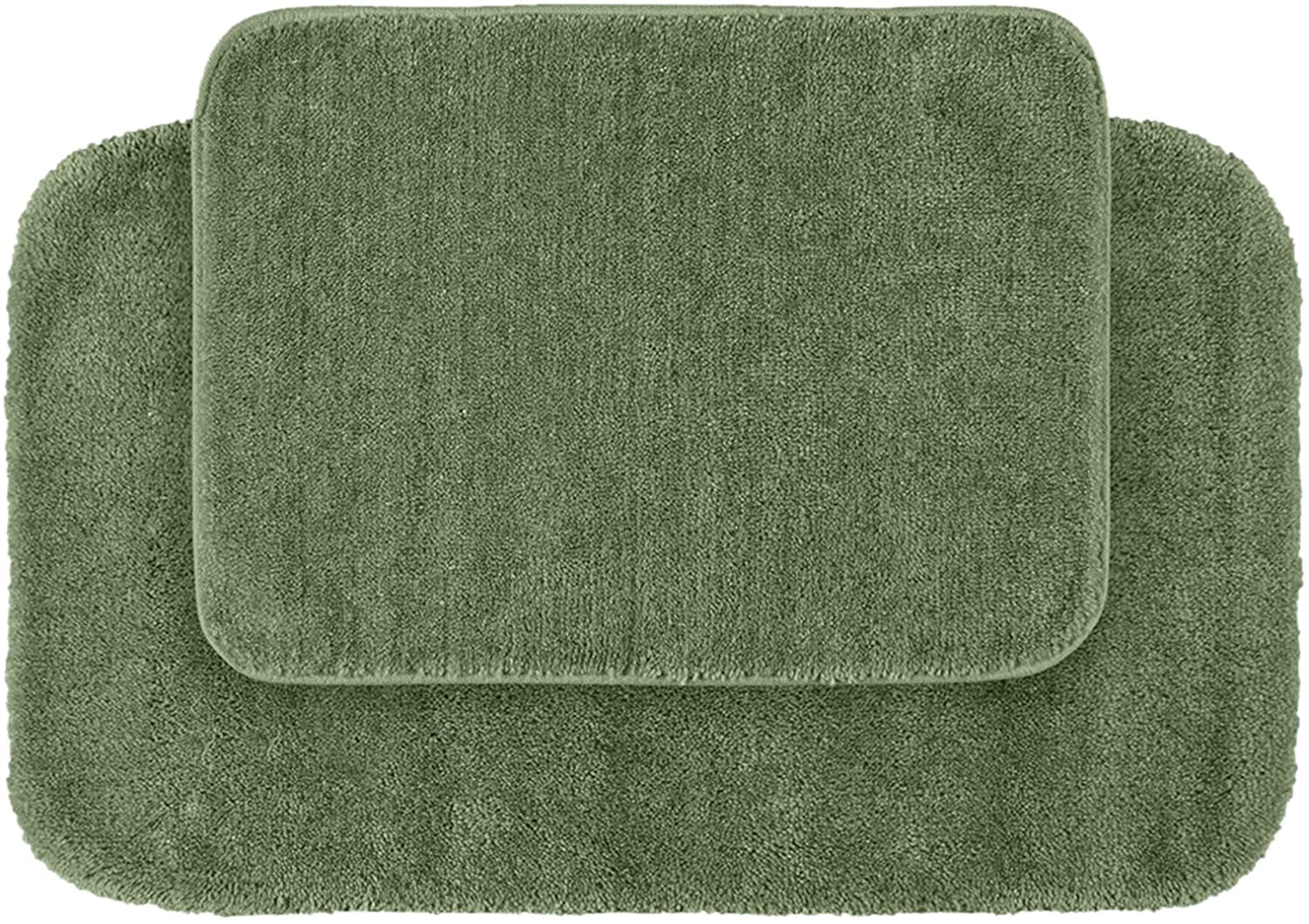 2 Piece Traditional Soft and Plush Nylon Washable Bathroom Rug Set Deep