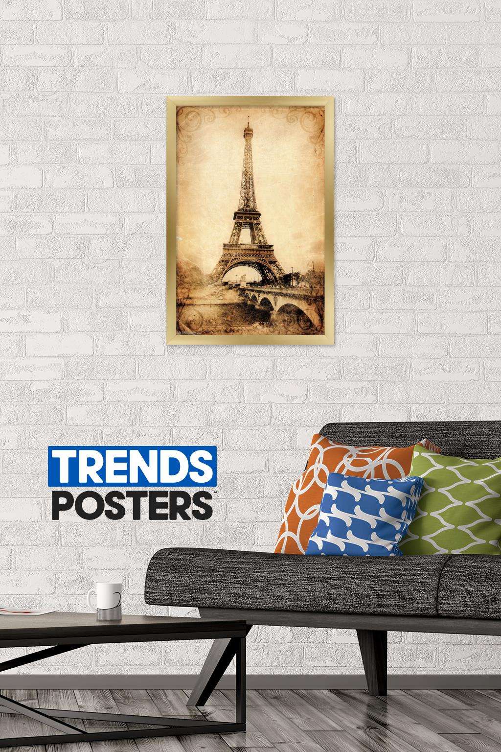 The Eiffel Tower - Rustic Wall Poster, 14.725" x 22.375", Framed