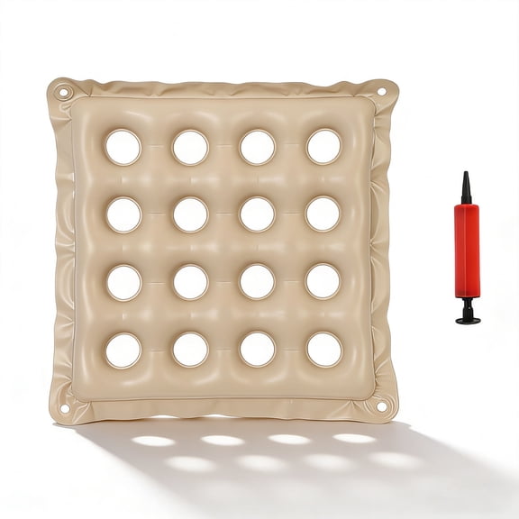 Inflatable Seat Cushion for Wheelchair and Chair Pressure Relief 16.1x16.1 Inch Beige