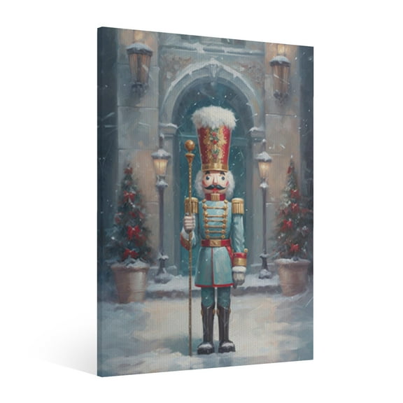 Vintage Christmas The Nutcracker Wall Art Paint Framed - Retro Xmas Festive Winter Holiday Christmas Wall Decor Canvas Print for Living Room Kitchen Bathroom Home Bedroom Decor