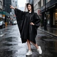 thumbnail image 5 of Dongrere Reusable Rain Poncho, Hooded Waterproof Lightweight Rain Cape, Raincoat for Women Men Outdoor Hiking Travel Use, Black, 5 of 7