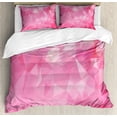 thumbnail image 1 of Pink King Size Duvet Cover Set, Abstract Polygonal Design with Fractal Look and Triangles in Pink Shades, Decorative 3 Piece Bedding Set with 2 Pillow Shams, Pale Pink and Hot Pink, by Ambesonne, 1 of 3