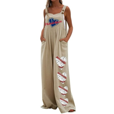 

Overalls for Women Loose Fit Funny Baseball Mom Jumpsuit Mother s Day Gift Vintage Wide Leg Baggy Bib Overalls