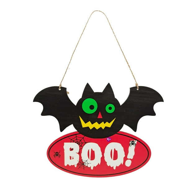 Decoración de Halloween Adornos colgantes Accesorios de fotos Artesanías Letrero de madera de Halloween de miedo para Patio Jardín Porche 18cmx23.5cm BLESIY Letreros de jardín de Halloween