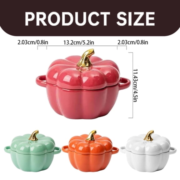 Pumpkin Ceramic Dutch Oven Pot With Lid For Soup Cooking