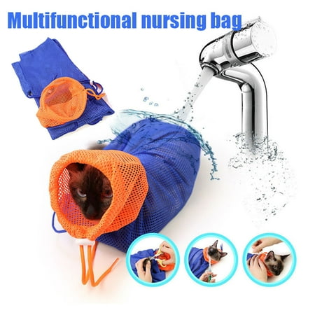 VALINK Cat Shower Net Bag Adjustable Washing Bathing Pet Shower Pocket ...