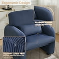 thumbnail image 3 of 2PCS Corduroy Fabric Accent Chair, Modern Upholstered Living Room Chairs with Lumbar Pillow, Wide Comfy Leisure Armchair for Bedroom, Office, Reading, Blue, 3 of 8