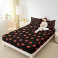 thumbnail image 4 of Manfei Cute Strawberry Full Size Sheets,Polka Dot Bed Sheets,Red Black Sheet Sets For Girls,Ultra Soft Home Decor,4-Piece, 4 of 7