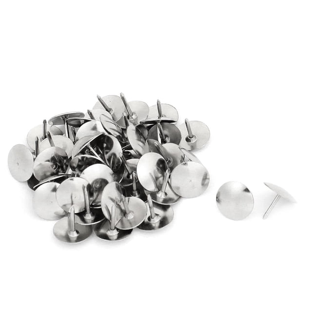 Unique Bargains 50 Pcs Office Silver Tone Metal Message Board Thumbtacks Drawing Map Push Pins