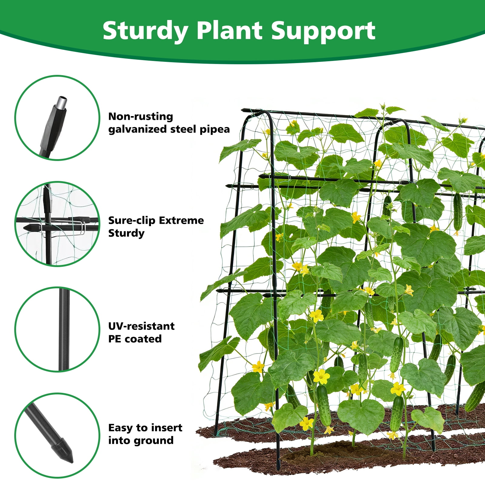 ROMUCHE Thickened Tube Garden Arch Trellis, 5.9ft Tall Metal Cucumber Trellis Large Arbor Trellis for Climbing Plant Support Vines Vegetable Flower Raise Bed