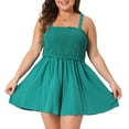 thumbnail image 2 of DARING DIVA Women's Plus Sleeveless Rompers with Pockets and Flowy Design 1X Green, 2 of 6