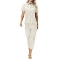 thumbnail image 2 of Ashirexll Pajamas for Women Set, Two Piece Sets for Women, Solid Color Ice Silk Satin Short Sleeve Top and Pant Home Set, 2 of 6