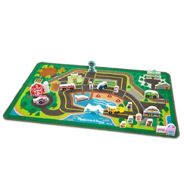 Round The Rails Train Rug Melissa & Doug Deluxe Activity Road Rug Play Set with 49 Wooden ...