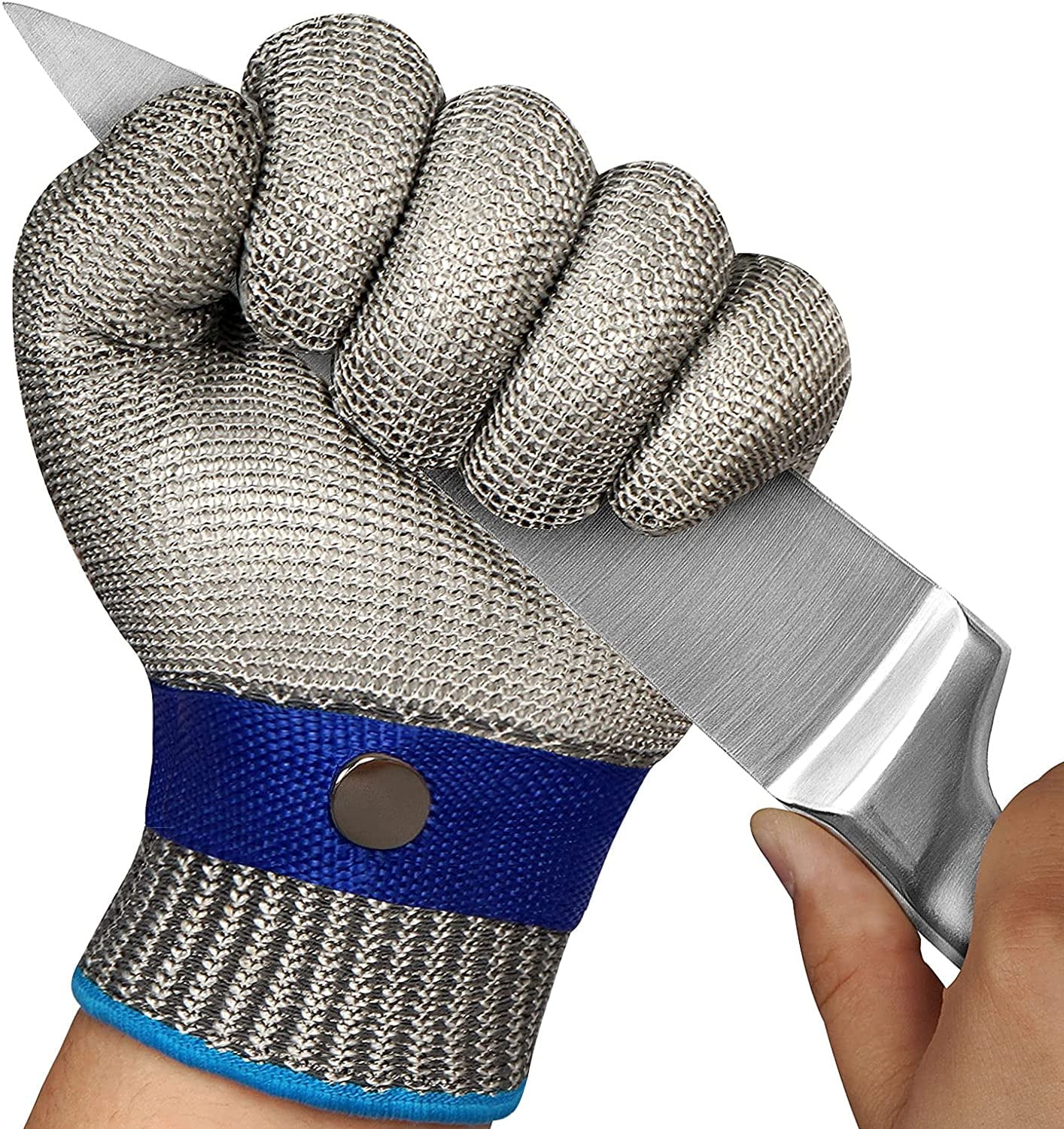 TCCFCCT Cut Resistant Gloves Level 9 Stainless Steel Wire Mesh Safety Work Glove