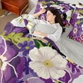 thumbnail image 4 of Manfei Teens Chic Purple Flowers 7-Piece Bedding Comforter Set,Vintage Aesthetic King Bedding Sets,Retro Floral Blossom Ultra Soft Bed Sheets,Ultra Soft Home Decor,Reversible, 4 of 8