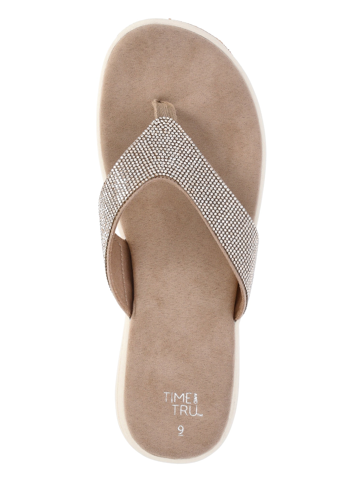 Time and Tru Women's Comfort Glitter Flip Flop Sandals