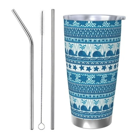 

Logiee Sea Underwater Animals Print 20OZ Car Cup with Lid Stainless Steel Vacuum Insulated Double Wall Travel Tumbler Durable Insulated Coffee Mug Thermal Cup with Straw-Straw Three-piece Set
