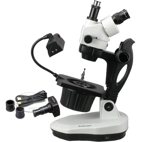 AmScope 3.5X-90X Advanced Jewel Gem Microscope   10MP Camera New
