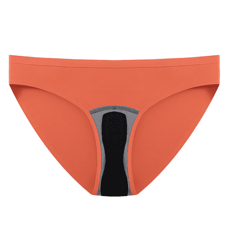 Fulorrnie Underwear for Women Plus Size Seamless Leakproof Comfort Panty Period Briefs Elastic Waist Waistband Panties Orange 1XL