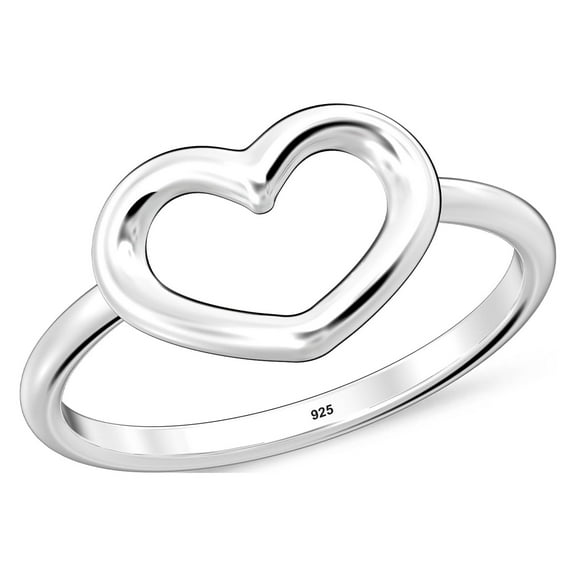 LeCalla 925 Sterling Silver Hypoallergenic High Polish Open Heart Ring for Women (Size - 5)