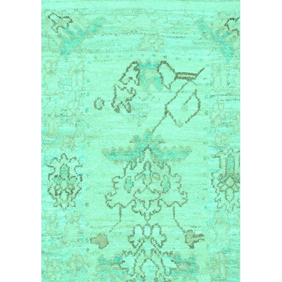 Ahgly Company Indoor Rectangle Abstract Turquoise Blue Modern Area Rugs, 3' x 5'