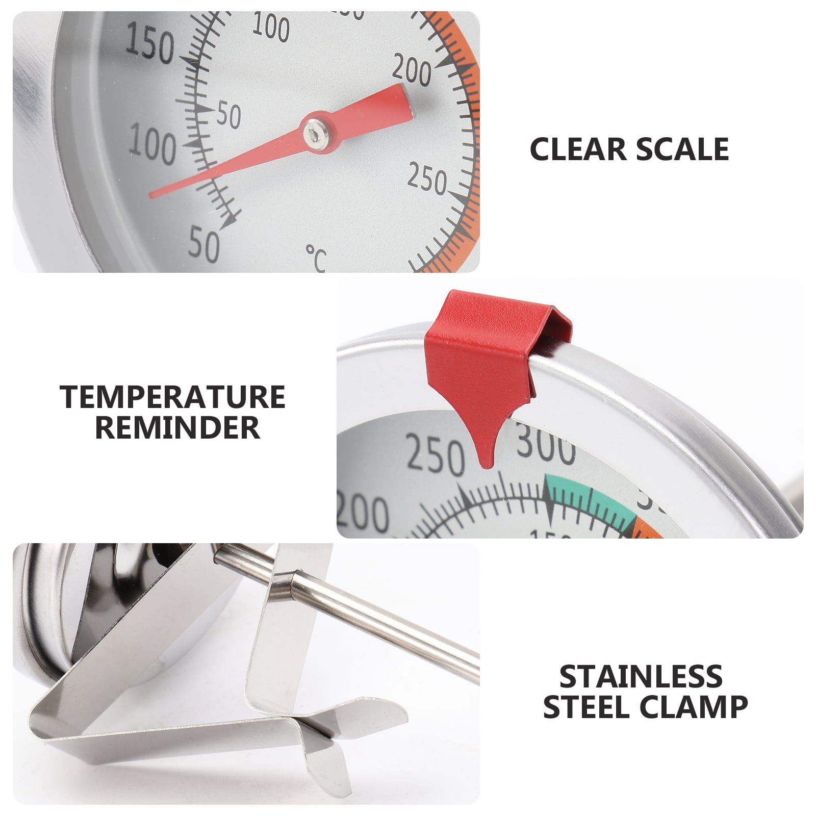 4 Pack Stainless Steel Deep Fryer Thermometer, Instant Read Meat Cooking Thermometer for Oven, BBQ, Grill, Kitchen