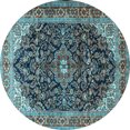 thumbnail image 1 of Ahgly Company Indoor Round Medallion Light Blue Traditional Area Rugs, 8' Round, 1 of 4