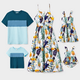 thumbnail image 1 of PatPat Family Matching Colorblock T-Shirt and Floral Button Up Strap Dress Sets, 1 of 4
