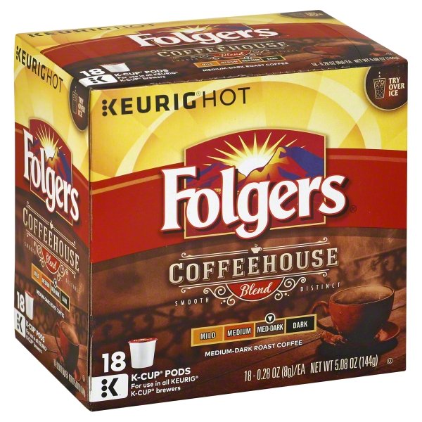 Folgers Coffeehouse Blend Coffee KCup Pods, 18 Count