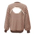 thumbnail image 6 of Sweater for Women Stripe Open Back Contrast Color Loose Long Sleeve Tops Fall Winter Knit Blouse Daily Wear, 6 of 6