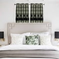 thumbnail image 4 of Sage Green Black Plaid Kitchen Curtains Short 45 Inch Length, Vintage Star Buffalo Check Rustic Grommet Top Bedroom Living Room Curtains, Light Filtering Cafe Curtain Drapes 2 Panels Set 84''x45'', 4 of 9
