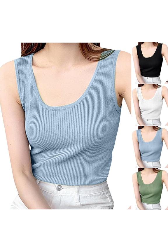 Tank Tops for Women Ice Silk Thread Sleeveless Base Layer Thin Round Neck Camisole Blouses