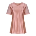thumbnail image 4 of Vekome Womens Blouses Casual Plus Size Short Sleeve T Shirts V Neck Pullover Satin Solid Color Summer Tops Pink XL, 4 of 8